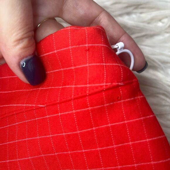 h:ours Brisa Red Checkered Cheeky Mini Side Zip Shorts - Picture 7 of 8